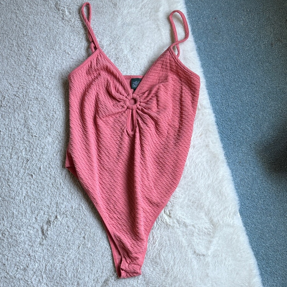 Coral Pink Ring-Front Bodysuit